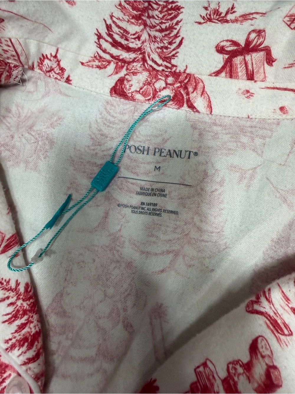 Posh Peanut Red Toile Print Holiday Pajama Set M NWOT - Picture 4 of 8